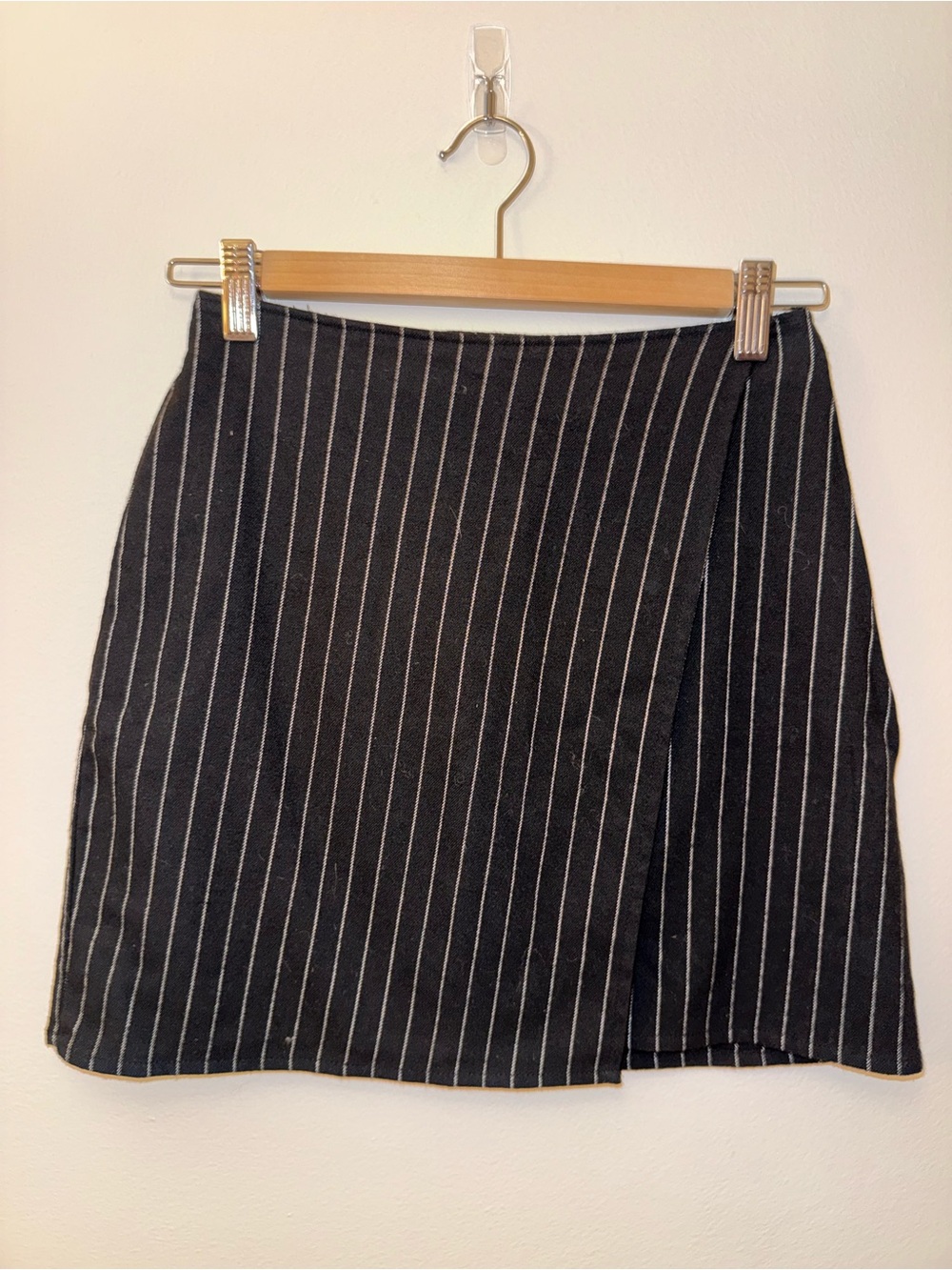Hollister Black Pinstripe Mini Wrap Skirt